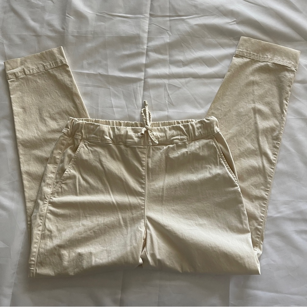 Max Mara Leisure Terreno Stretch Cotton Joggers Drawstring Womens L Off White